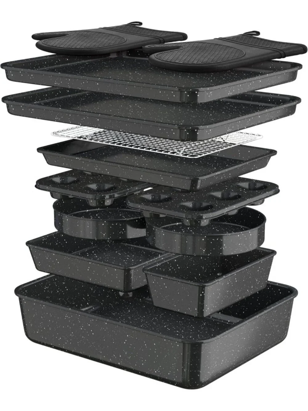 13-Piece Black Includes Cookie Sheet with Rack Cake Pan Nonstick Bakeware Sets